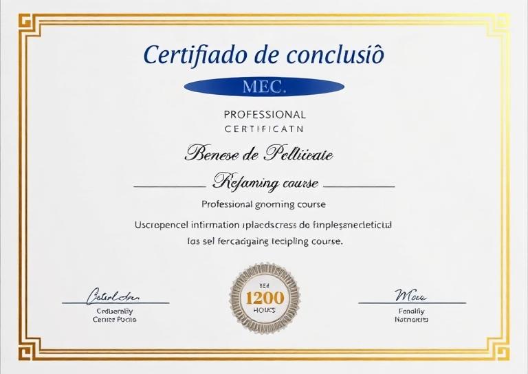 Certificado do Curso Banho e Tosa válido em todo o Brasil